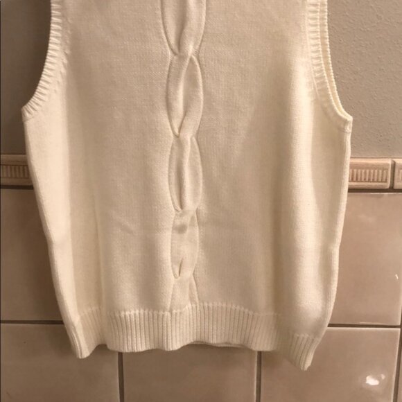 New vintage Grace Dane Lewis mock neck fisherman knit sleeveless vest sweater - Picture 3 of 10